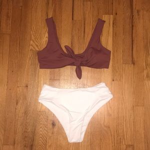 Two piece Mauve & White bathing suit from Shien!